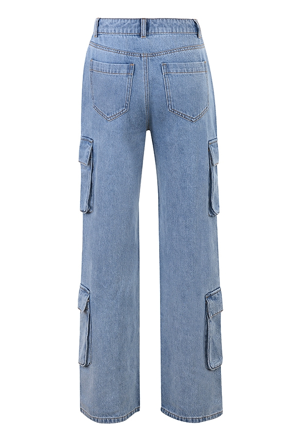 blaue gewaschene utility-jeans