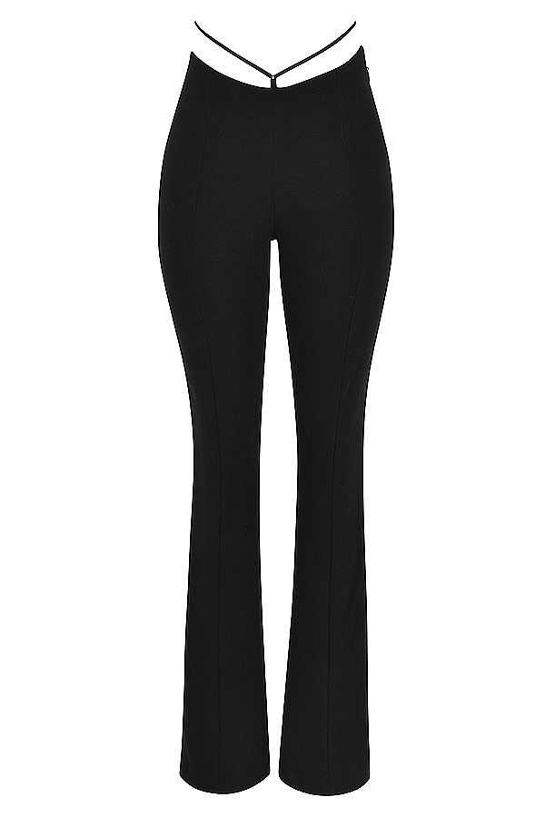 schwarze hose mit v-ausschnitt