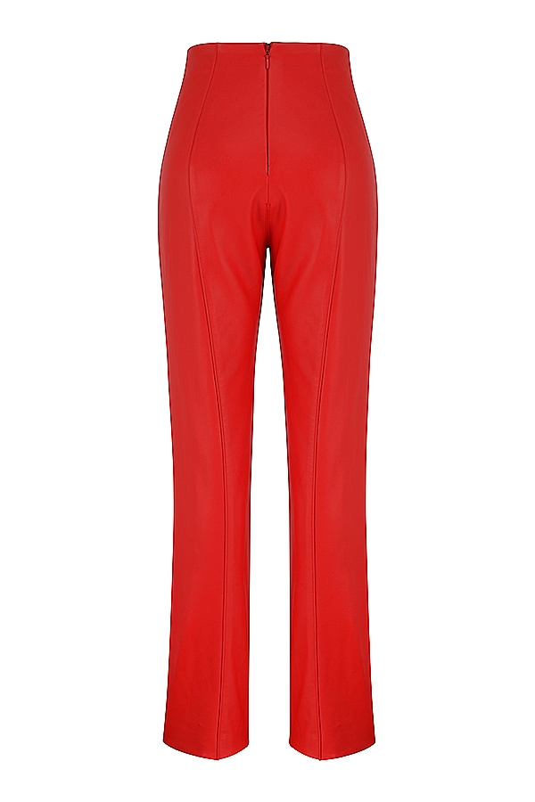 scharlachrote vegane lederhose