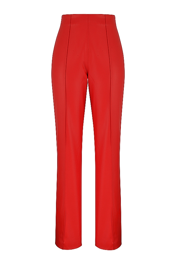 scharlachrote vegane lederhose