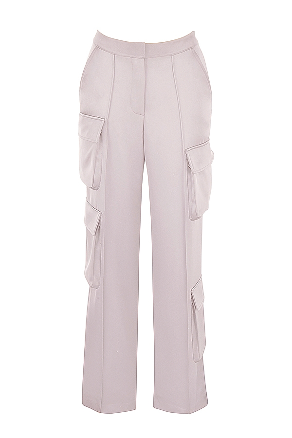 cargohose mit geradem bein aus kristall-satin