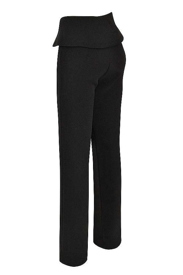 schwarze hose mit umgeschlagenem vorderteil